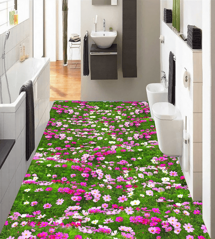 3D Grassland Flowers Floor Mural Wallpaper AJ Wallpaper 2