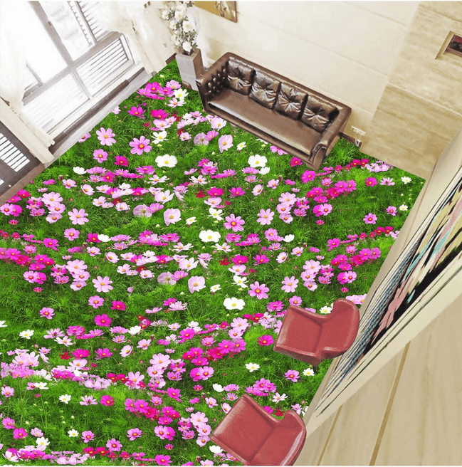 3D Grassland Flowers Floor Mural Wallpaper AJ Wallpaper 2