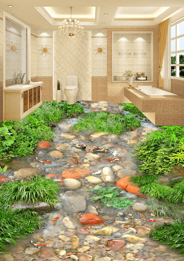 3D Stream Animals Floor Mural Wallpaper AJ Wallpaper 2
