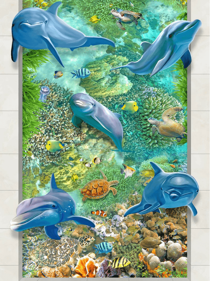 3D Underwater World Floor Mural Wallpaper AJ Wallpaper 2