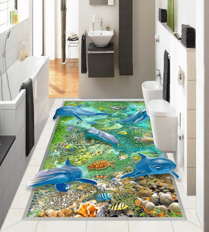 3D Underwater World Floor Mural Wallpaper AJ Wallpaper 2