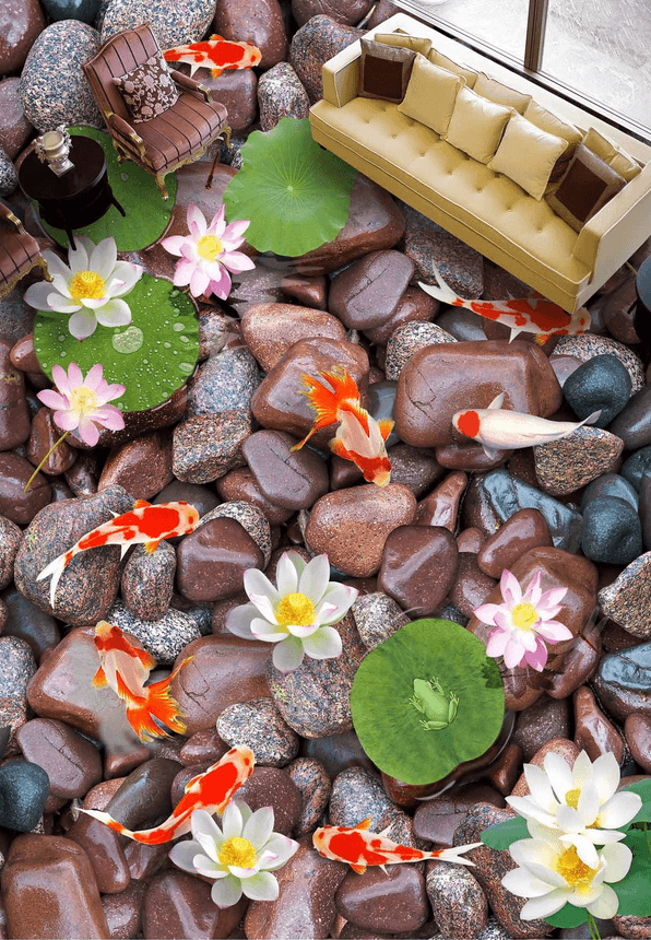 3D Wet Pebbles Floor Mural Wallpaper AJ Wallpaper 2