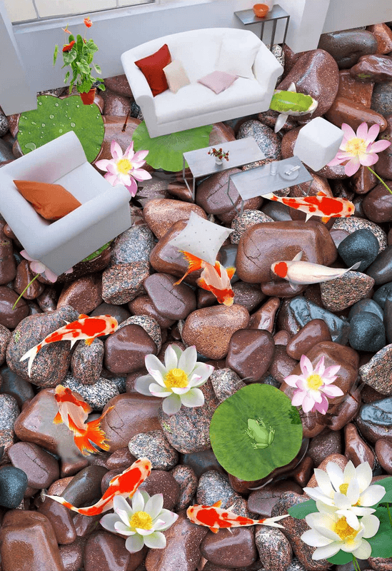 3D Wet Pebbles Floor Mural Wallpaper AJ Wallpaper 2