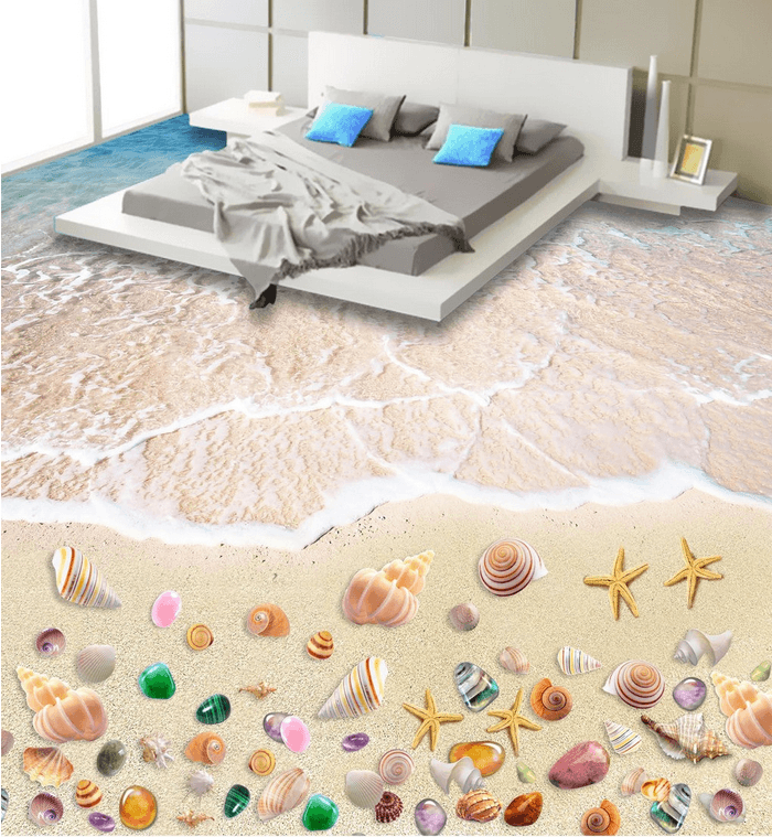 3D Romantic Sand Beach Floor Mural Wallpaper AJ Wallpaper 2
