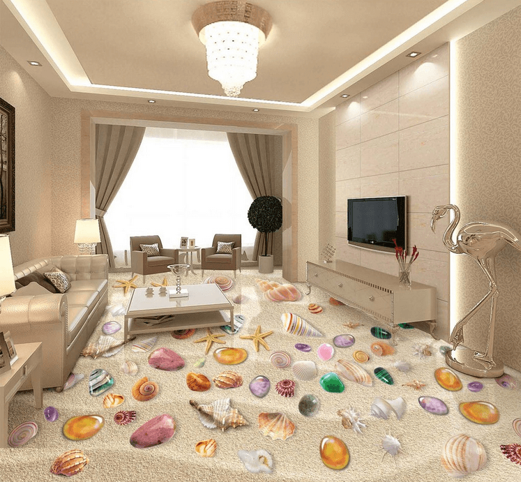 3D Beach Colorful Treasures Floor Mural Wallpaper AJ Wallpaper 2