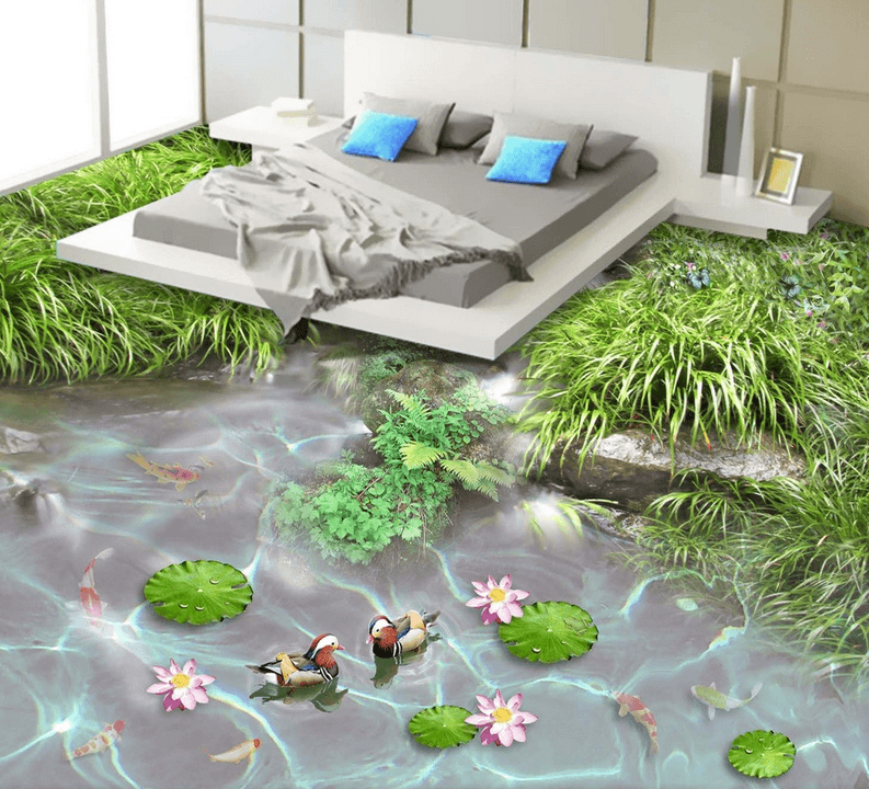 3D Mandarin Ducks Floor Mural Wallpaper AJ Wallpaper 2