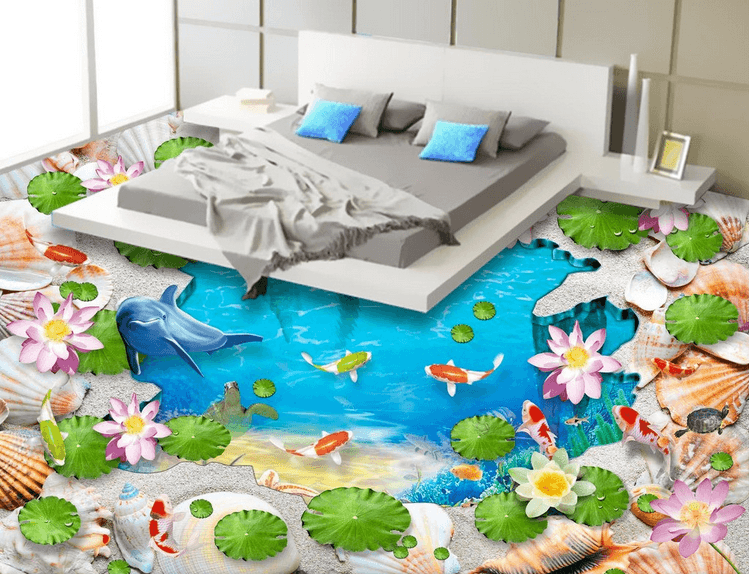 3D Colorful Beach Floor Mural Wallpaper AJ Wallpaper 2