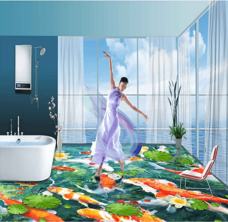 3D Goldfish Floor Mural Wallpaper AJ Wallpaper 2