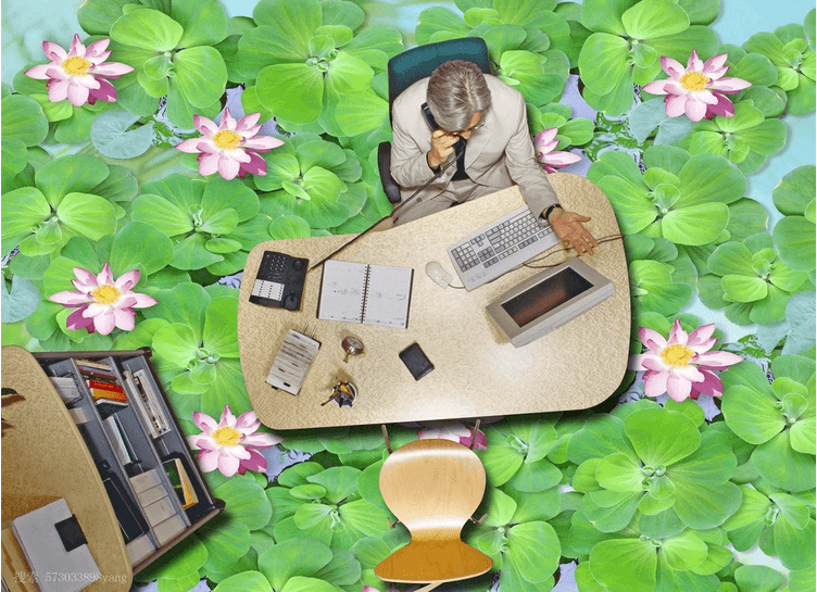 3D Green Pond Floor Mural Wallpaper AJ Wallpaper 2