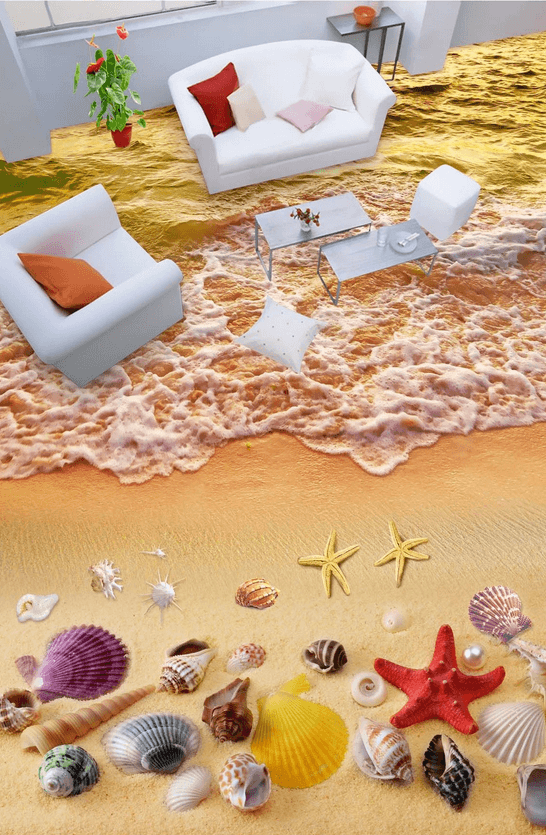 3D Sand Beach Treasures Floor Mural Wallpaper AJ Wallpaper 2