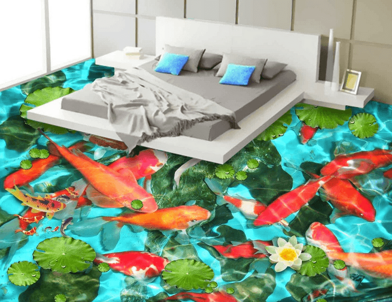 3D Colorful Pond Floor Mural Wallpaper AJ Wallpaper 2