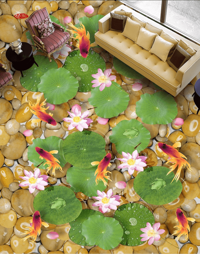 3D Elegant Pond Floor Mural Wallpaper AJ Wallpaper 2