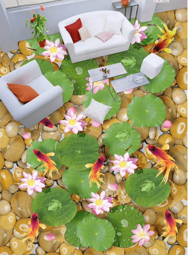 3D Elegant Pond Floor Mural Wallpaper AJ Wallpaper 2