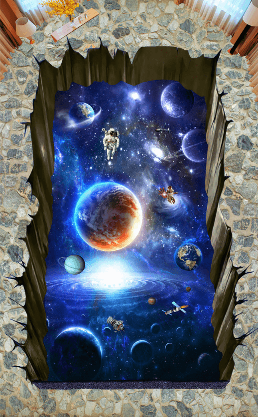 3D Blue Space Floor Mural Wallpaper AJ Wallpaper 2