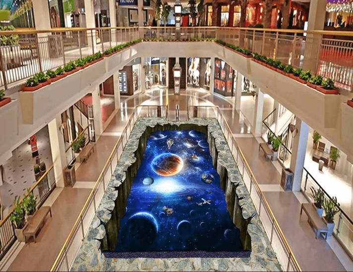 3D Blue Space Floor Mural Wallpaper AJ Wallpaper 2