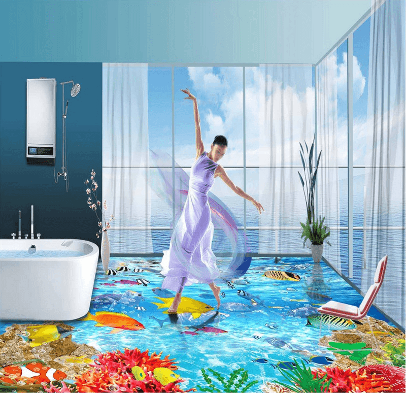 3D Colored Sea Floor Mural Wallpaper AJ Wallpaper 2