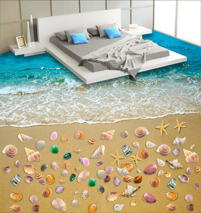 3D Elegant Beach Floor Mural Wallpaper AJ Wallpaper 2