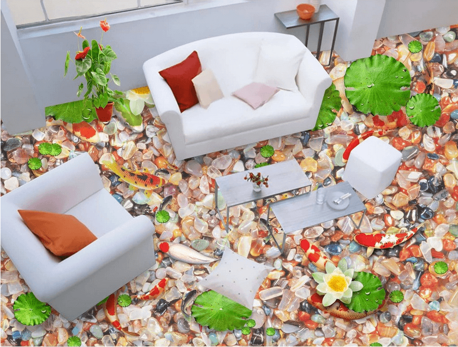 3D Beautiful Pond Floor Mural Wallpaper AJ Wallpaper 2