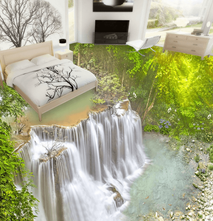 3D Waterfalls Landscape Floor Mural Wallpaper AJ Wallpaper 2