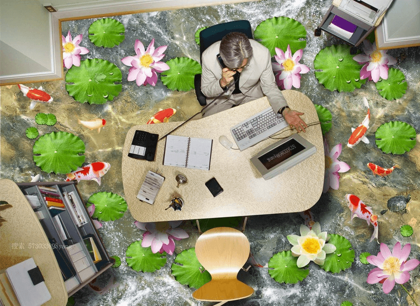 3D Pure Lotus Pond Floor Mural Wallpaper AJ Wallpaper 2