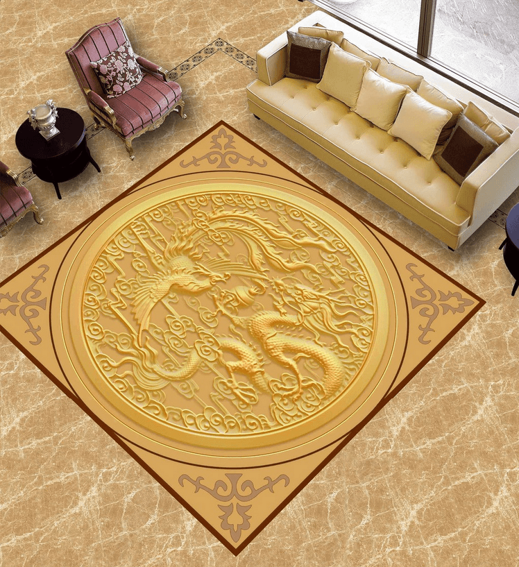3D Phoenix And Dragon Floor Mural Wallpaper AJ Wallpaper 2