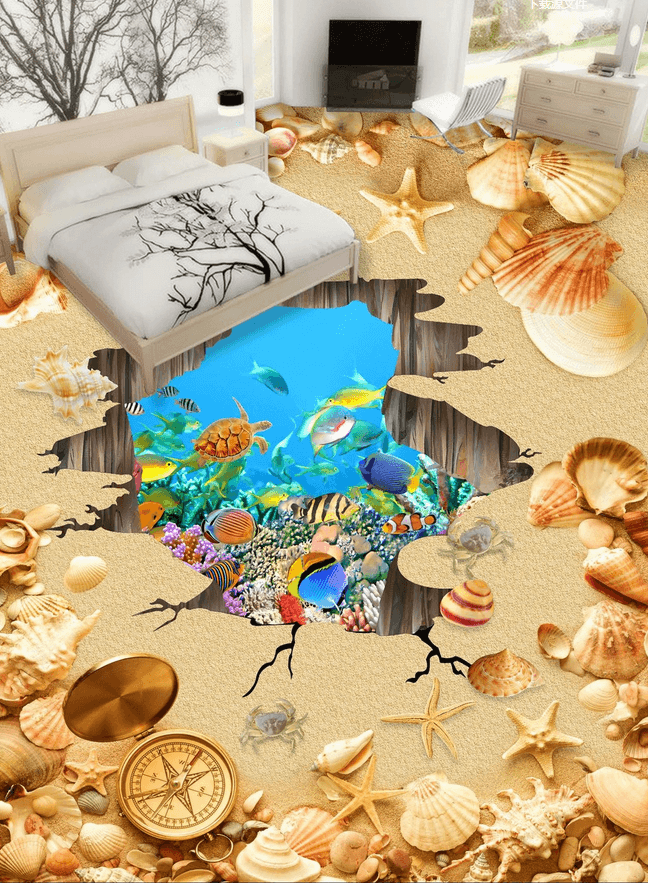 3D Beach Hole Floor Mural Wallpaper AJ Wallpaper 2