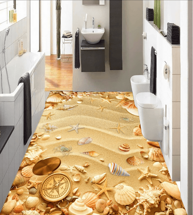 3D Sand Beach Floor Mural Wallpaper AJ Wallpaper 2