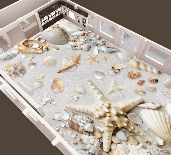 3D Beach Gem Floor Mural Wallpaper AJ Wallpaper 2