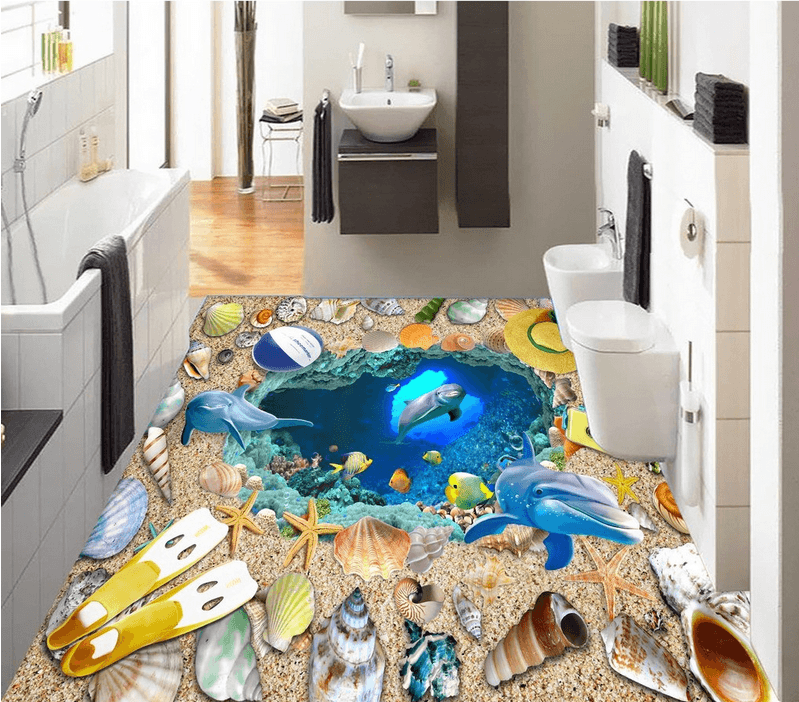 3D Ocean Beach Hole Floor Mural Wallpaper AJ Wallpaper 2