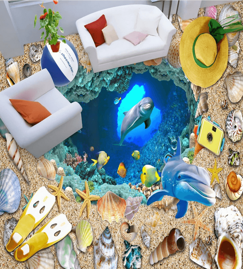 3D Ocean Beach Hole Floor Mural Wallpaper AJ Wallpaper 2