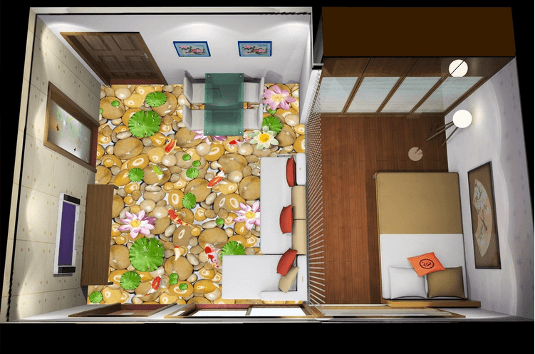 3D Pond Pebbles Floor Mural Wallpaper AJ Wallpaper 2