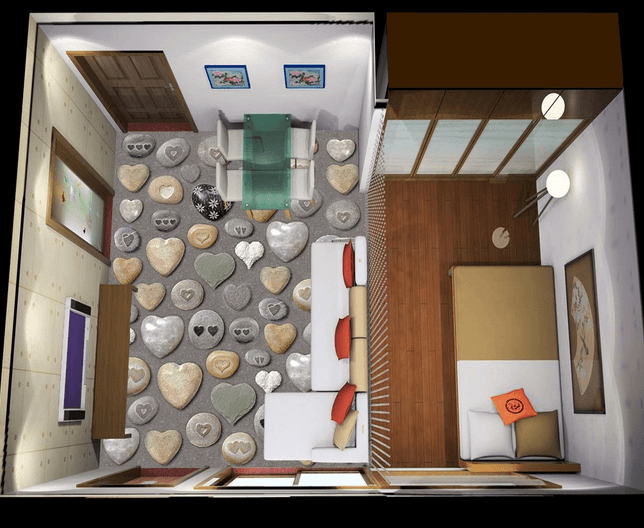 3D Heart Shape Stones Floor Mural Wallpaper AJ Wallpaper 2