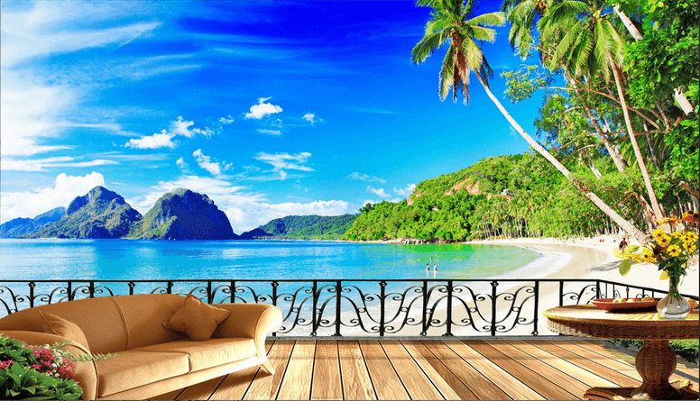 Seaside Balcony Views Wallpaper AJ Wallpaper