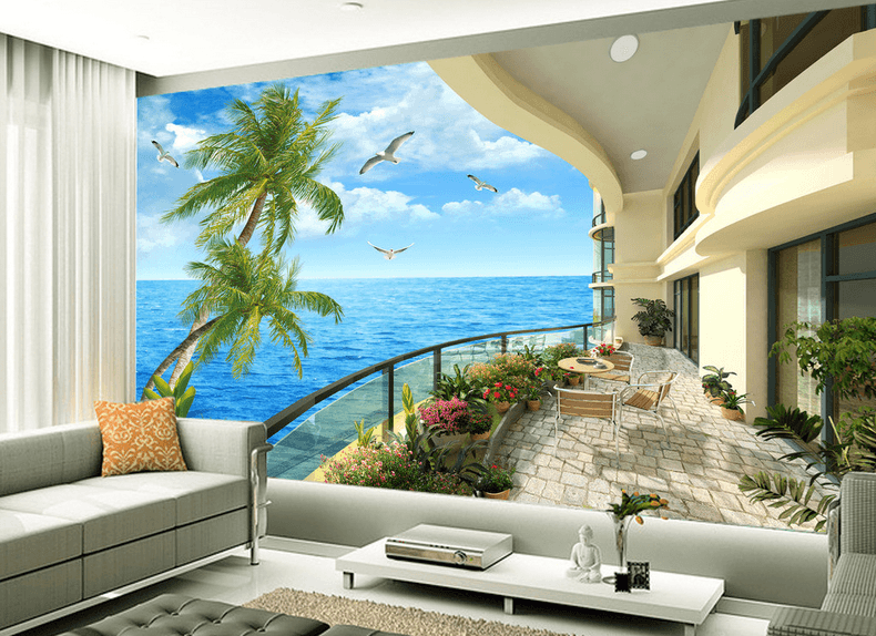 Balcony Beautiful Ocean Wallpaper AJ Wallpaper