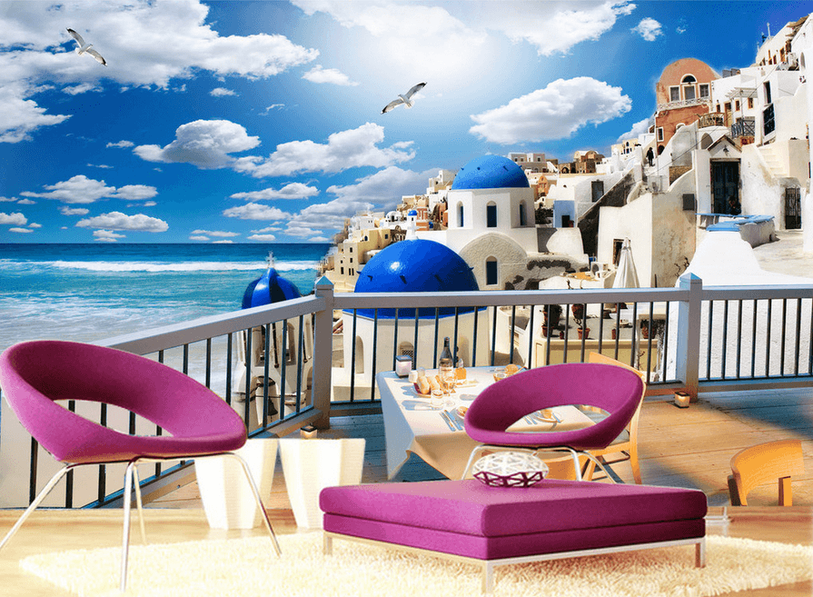 Seaside Balcony Scenery Wallpaper AJ Wallpaper