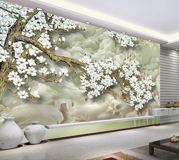 White Flowers Tree Wallpaper AJ Wallpaper