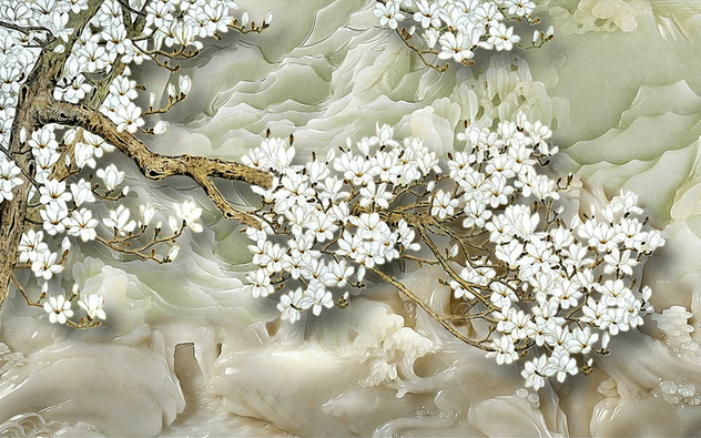 White Flowers Tree Wallpaper AJ Wallpaper