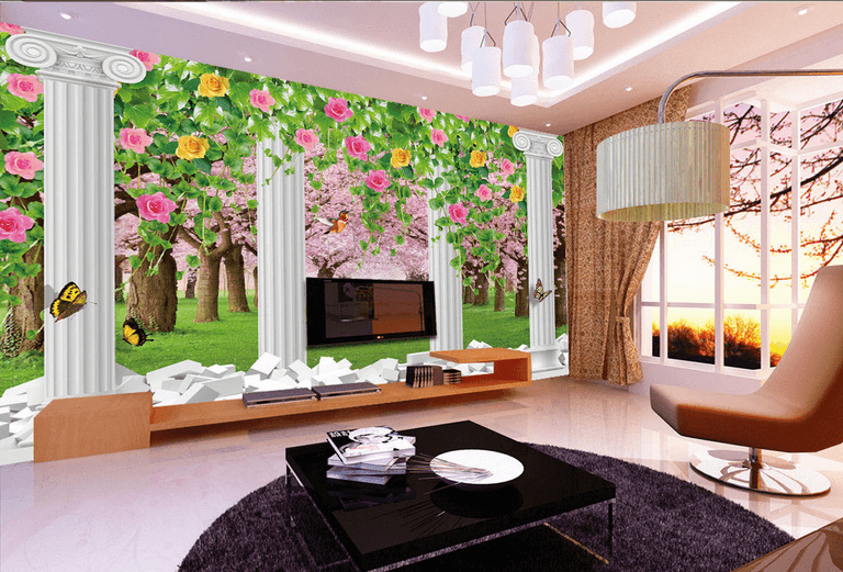 Pillars And Flowers Trees Wallpaper AJ Wallpaper