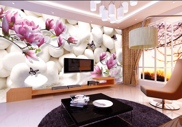 Stones And Flowers Branches Wallpaper AJ Wallpaper