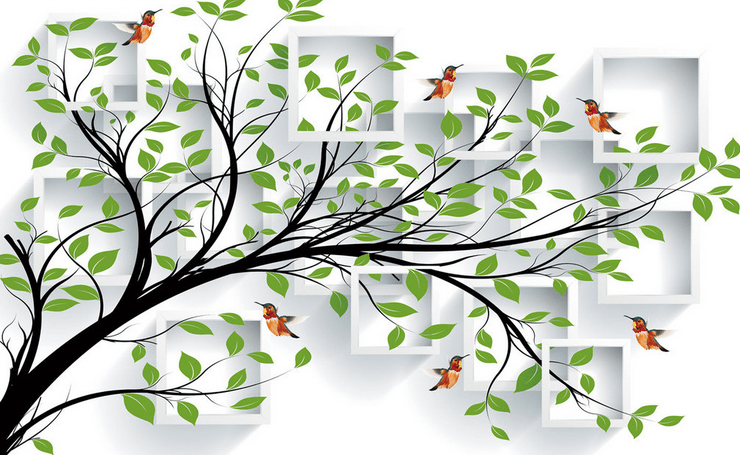 Birds Around Tree Wallpaper AJ Wallpaper