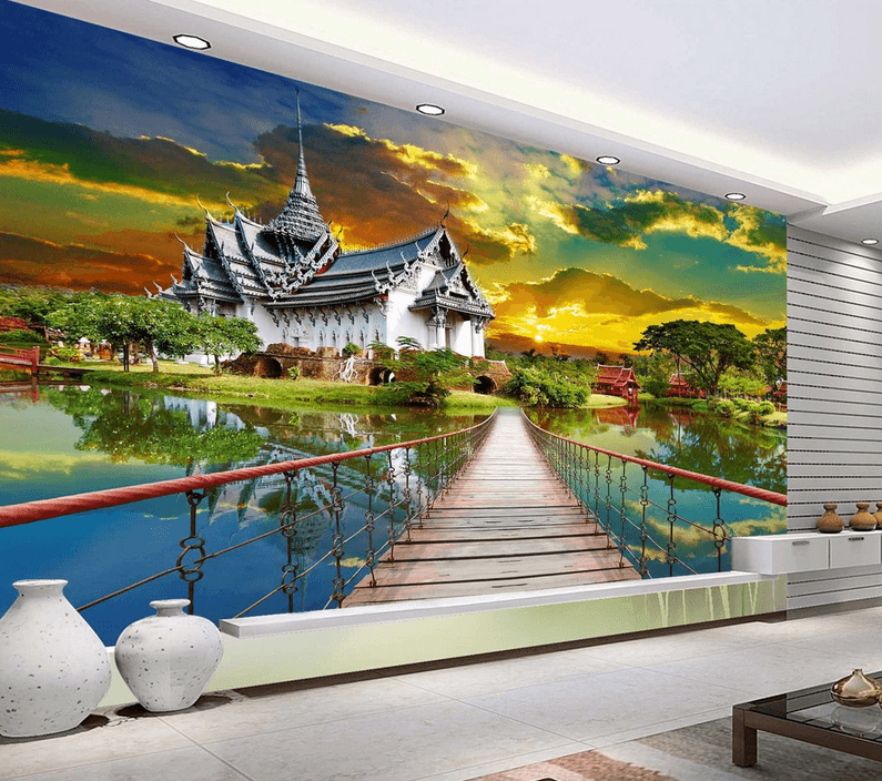 Village Hanging Bridge Wallpaper AJ Wallpaper 2