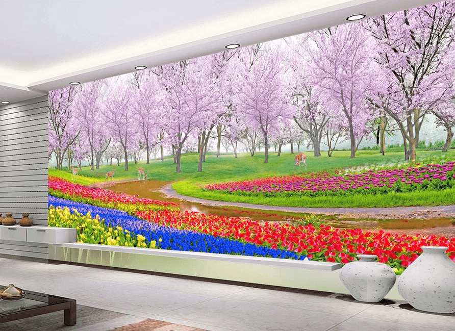 Colored Flowers Fields Wallpaper AJ Wallpaper 2