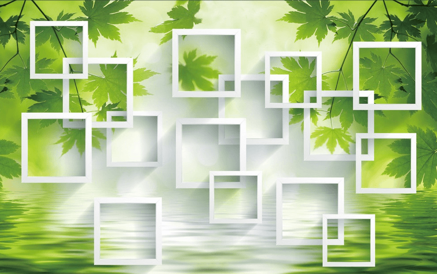 Green Leaf And Frames Wallpaper AJ Wallpaper