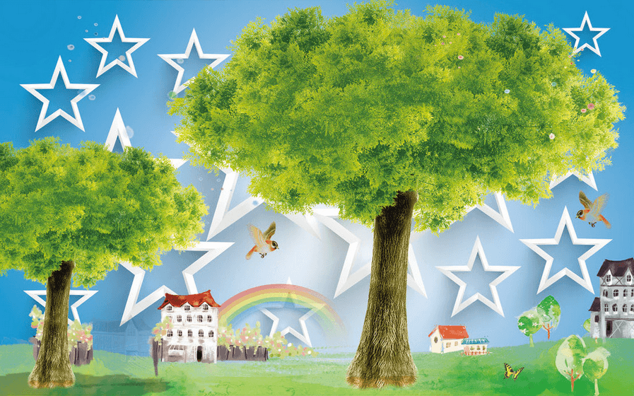 Lush Trees And Stars Wallpaper AJ Wallpaper