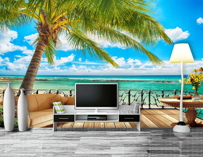 Beach Balcony Tree Wallpaper AJ Wallpaper