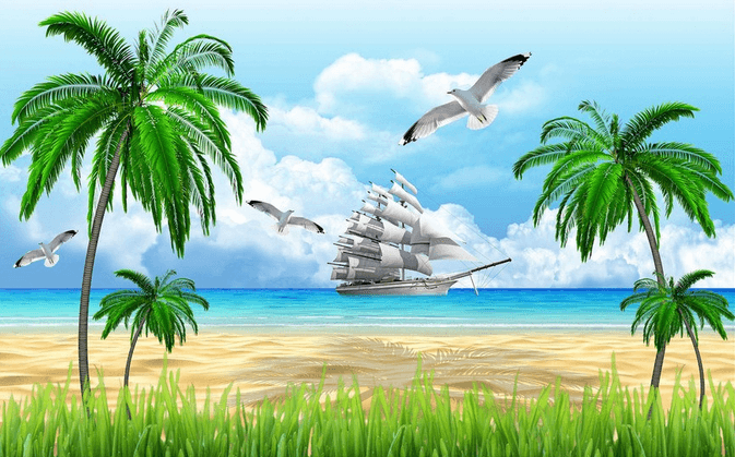 Beach And Sea Galleon Wallpaper AJ Wallpaper
