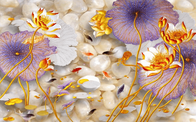 Delicate Lotus Pond Wallpaper AJ Wallpaper