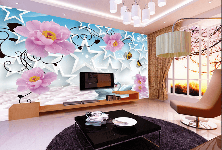 Stars And Flowers Wallpaper AJ Wallpaper