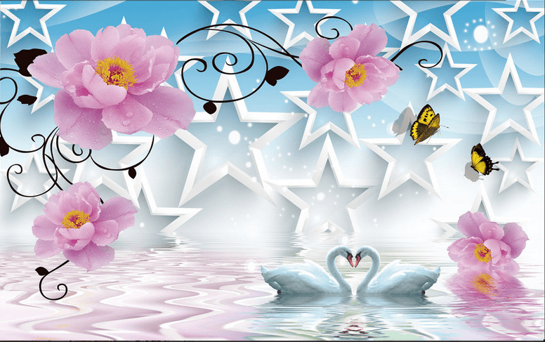 Stars And Flowers Wallpaper AJ Wallpaper