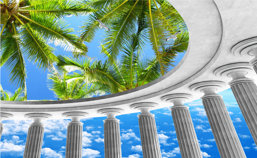 Pillars And Coconut Trees Wallpaper AJ Wallpaper